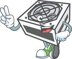 Power supply unit white color mascot icon design vector