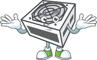 Power supply unit white color mascot icon design vector