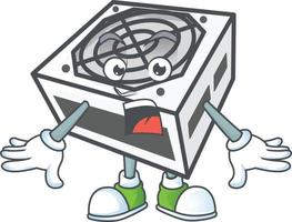 Power supply unit white color mascot icon design vector