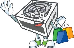 Power supply unit white color mascot icon design vector