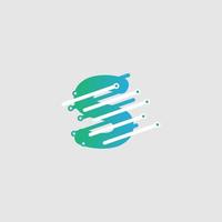 S letter Tech Logo design template for a tech company. Vector design