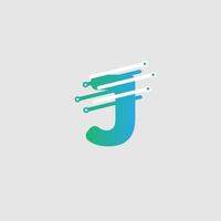 J letter Tech Logo design template for a tech company. Vector design