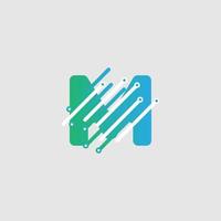 M letter Tech Logo design template for a tech company. Vector design
