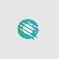 O letter Tech Logo design template for a tech company. Vector design