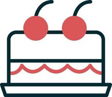 Cake With Cherry On Top Vector Icon