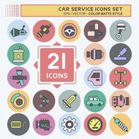 Icon Set Car Service. related to Car Service symbol. Color Mate Style. repairing. engine. simple illustration vector