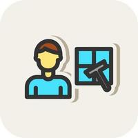 Man Cleaning Window Vector Icon Design