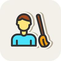 Man Sweeping Floor Vector Icon Design