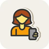 mujer tomando selfie vector icono diseño