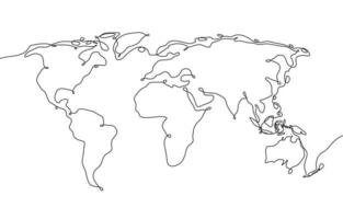 One Line art World Map Design Background vector