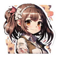 Cute anime Girls sticker. png