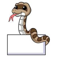 Cute gopher snake cartoon with blank sign vector