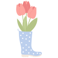 Flowers tulips in rubber boot. sticker png