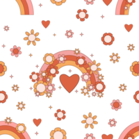 Groovy seamless pattern. Retro rainbow png