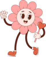 Retro vintage  flower with heart png