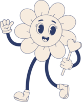 Monochrome retro  character flower Power png