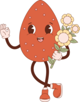 Retro  character egg with flowers png