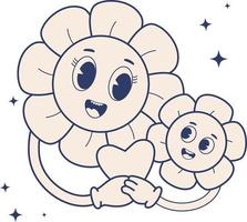 Retro character Daisy flowers vector