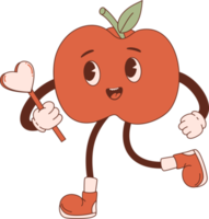 Retro character apple with heart png