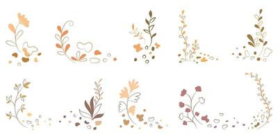 Vector set of aesthetic flowers designs on white background for card designs, wedding, spring elements, paper decorations, Scrapbook, postcard, digital print, paper patterns and more