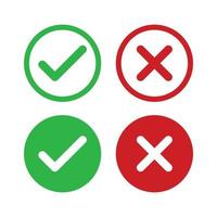 rounded green check and red cross icons vector design