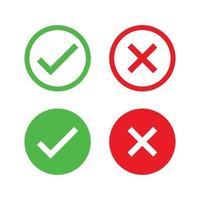 green check and red cross icons vector design