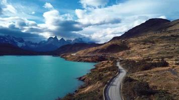 Beautiful aerial panorama of Torres del Paine Park in Chile video