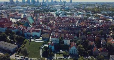 Aerial view of Warsaw old city video