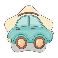 Little cartoon car icon. Star shape background. Children vector illustration. Isolated on white.