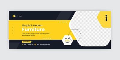 Modern furniture social media cover banner template vector