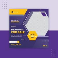 Dream home for sale social media post banner template vector