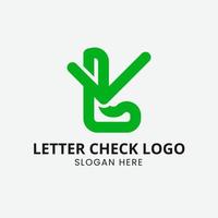 letra l y cheque marca logo, l letra logo diseño, inspiración logo diseño modelo vector