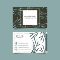 Elegant business card template with flowers in watercolor vector