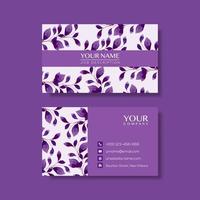 Elegant business card template with flowers in watercolor vector