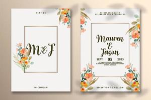 Premium vector Wedding invitation template with flower