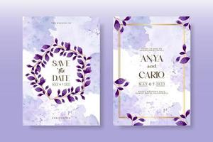 Wedding invitation pack with floral watercolor vector