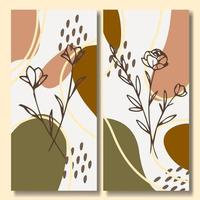 Hand drawn flower abstract background collection vector