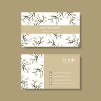 Elegant business card template with flowers in watercolor vector