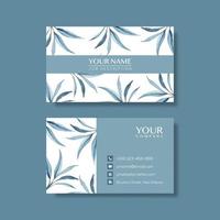 Elegant business card template with flowers in watercolor vector