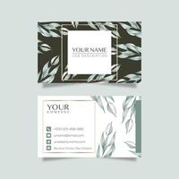 Elegant business card template with flowers in watercolor vector