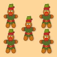 Collection of gingerbread man cookie in flat design vector