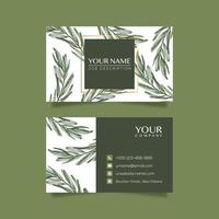 Elegant business card template with flowers in watercolor vector