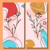 Hand drawn flower abstract background collection vector