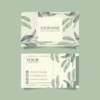 Elegant business card template with flowers in watercolor vector