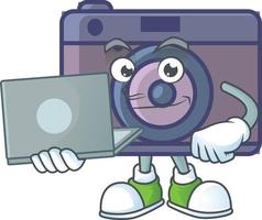 A cute image of retro camera cartoon character vector