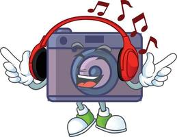 A cute image of retro camera cartoon character vector