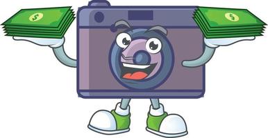 A cute image of retro camera cartoon character vector