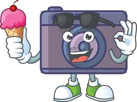 A cute image of retro camera cartoon character vector