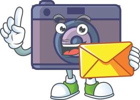 A cute image of retro camera cartoon character vector