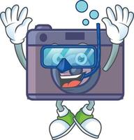 A cute image of retro camera cartoon character vector